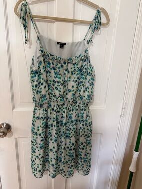 Aqua Floral Tie-Shoulder Sundress-extra large – measure 30 x 17”